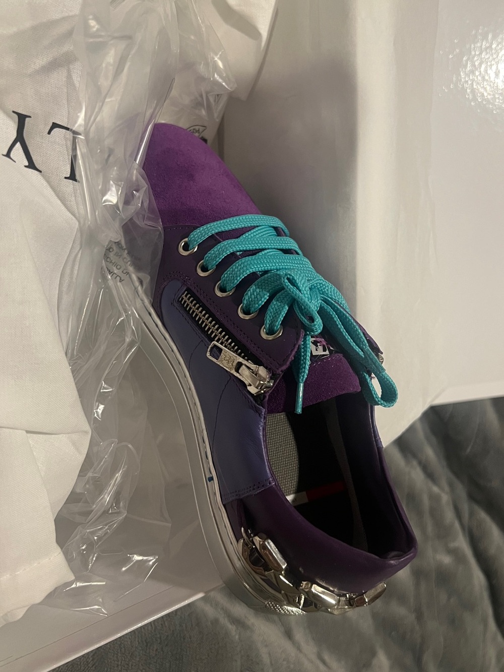 Purple Suede Sneakers by DefVANA “Pop Up” Chic Graphic Box. Made in Italy